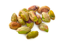 Peeled Pistachio Nuts Isolated On White
