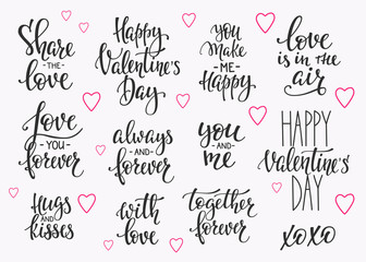 Wall Mural - Love Valentines Day quote typography set