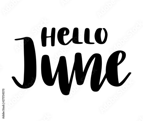 Hello June Script Brush Lettering Handwritten Modern Calligraphy Vector Typography Illustration Design For Calendar Greeting Card Invitation Poster Stock Vector Adobe Stock