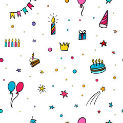 Wall Mural - Happy Birthday Party seamless pattern