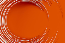Digital  Background Of Many Orange Circles Rotated At Different Angles And Forming A Frame Around An Empty Space 3D Illustration
