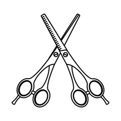 Sticker - Line art black and white pair of scissors