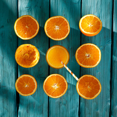 Wall Mural - Summer fresh orange fruits and shadow space 