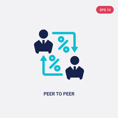 Wall Mural - two color peer to peer vector icon from blockchain concept. isolated blue peer to vector sign symbol can be use for web, mobile and logo. eps 10