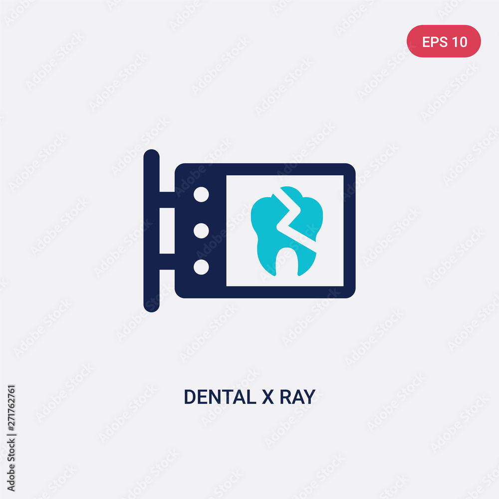 two color dental x ray vector icon from dentist concept. isolated blue ...