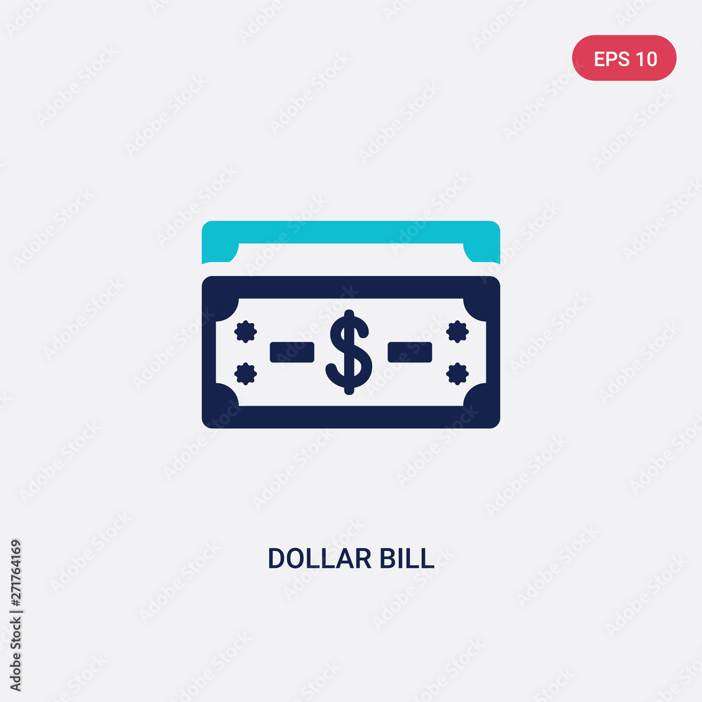 two color dollar bill vector icon from e-commerce and payment concept. isolated blue dollar bill vector sign symbol can be use for web, mobile and logo. eps 10