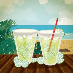 Delicious and refreshment drink on beach