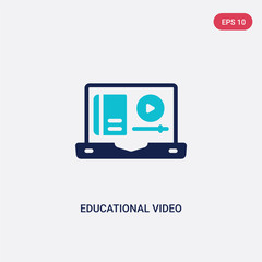 Poster - two color educational video vector icon from education concept. isolated blue educational video vect