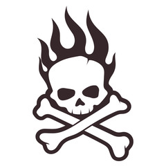 Wall Mural - Skull and crossbones with flames