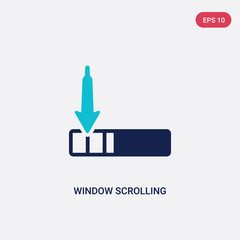 Poster - two color window scrolling left vector icon from education concept. isolated blue window scrolling l