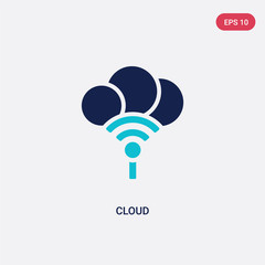 two color cloud vector icon from electrian connections concept. isolated blue cloud vector sign symbol can be use for web, mobile and logo. eps 10