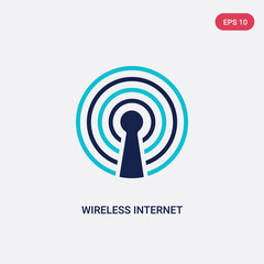 two color wireless internet vector icon from electrian connections concept. isolated blue wireless internet vector sign symbol can be use for web, mobile and logo. eps 10