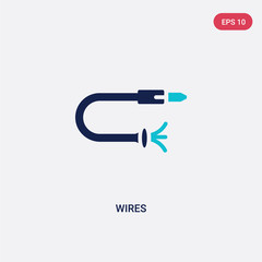 two color wires vector icon from electrian connections concept. isolated blue wires vector sign symbol can be use for web, mobile and logo. eps 10