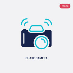 Poster - two color shake camera vector icon from electronic stuff fill concept. isolated blue shake camera ve