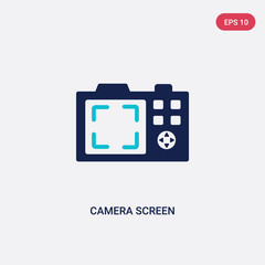 Poster - two color camera screen vector icon from electronic stuff fill concept. isolated blue camera screen 