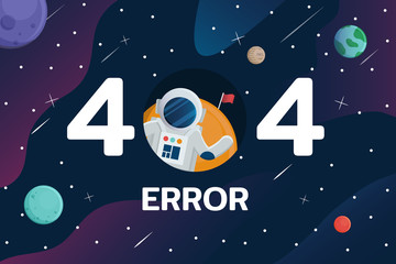 Poster - 404 error with Astronaut and planet in space background