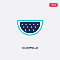 Wall Mural - two color watermelon vector icon from fruits concept. isolated blue watermelon vector sign symbol can be use for web, mobile and logo. eps 10