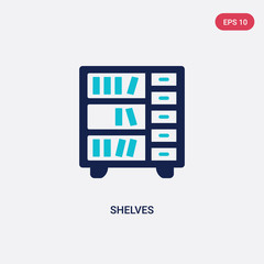 two color shelves vector icon from furniture concept. isolated blue shelves vector sign symbol can b