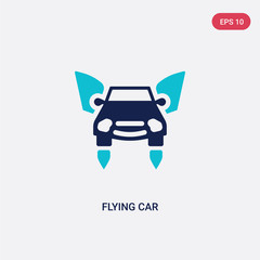 two color flying car vector icon from future technology concept. isolated blue flying car vector sign symbol can be use for web, mobile and logo. eps 10