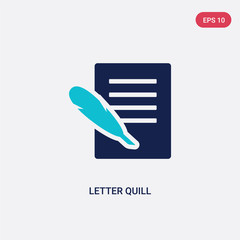 two color letter quill vector icon from greece concept. isolated blue letter quill vector sign symbol can be use for web, mobile and logo. eps 10