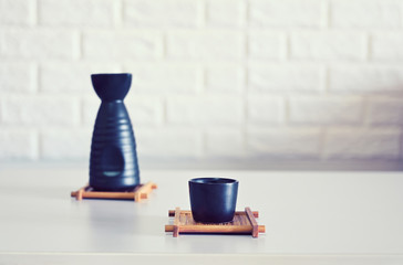 Wall Mural - japanese sake oriental drink style on the table