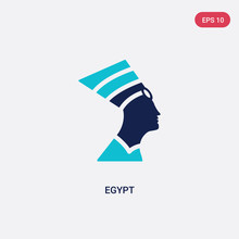 Two Color Egypt Vector Icon From History Concept. Isolated Blue Egypt Vector Sign Symbol Can Be Use For Web, Mobile And Logo. Eps 10