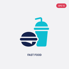 two color fast food vector icon from health concept. isolated blue fast food vector sign symbol can be use for web, mobile and logo. eps 10