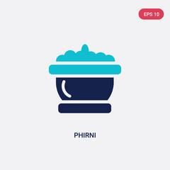 two color phirni vector icon from india and holi concept. isolated blue phirni vector sign symbol can be use for web, mobile and logo. eps 10