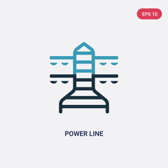 two color power line vector icon from industry concept. isolated blue power line vector sign symbol can be use for web, mobile and logo. eps 10