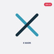 © zaurrahimov - two color x mark vector icon from interface concept. isolated blue x mark vector sign symbol can be use for web, mobile and logo. eps 10