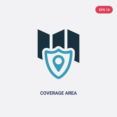 Poster - two color coverage area vector icon from insurance concept. isolated blue coverage area vector sign 