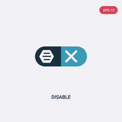 two color disable vector icon from interface concept. isolated blue disable vector sign symbol can be use for web, mobile and logo. eps 10