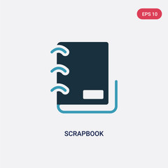 two color scrapbook vector icon from miscellaneous concept. isolated blue scrapbook vector sign symbol can be use for web, mobile and logo. eps 10