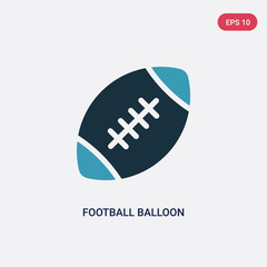 two color football balloon vector icon from multimedia concept. isolated blue football balloon vector sign symbol can be use for web, mobile and logo. eps 10