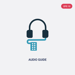 Poster - two color audio guide vector icon from museum concept. isolated blue audio guide vector sign symbol 