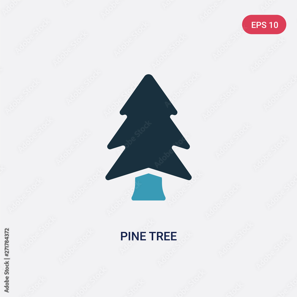Tree Vector Sign two color pine tree vector icon from nature concept. isolated blue pine ...
