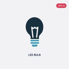 two color led bulb vector icon from nature concept. isolated blue led bulb vector sign symbol can be