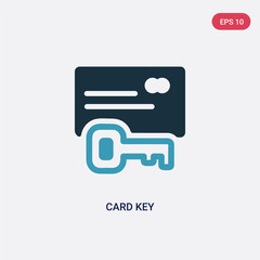 two color card key vector icon from payment concept. isolated blue card key vector sign symbol can be use for web, mobile and logo. eps 10