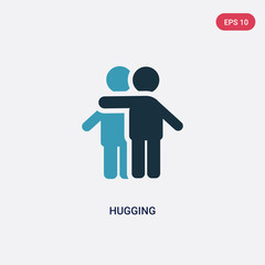 two color hugging vector icon from people concept. isolated blue hugging vector sign symbol can be use for web, mobile and logo. eps 10