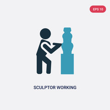 Two Color Sculptor Working Vector Icon From People Concept. Isolated Blue Sculptor Working Vector Sign Symbol Can Be Use For Web, Mobile And Logo. Eps 10