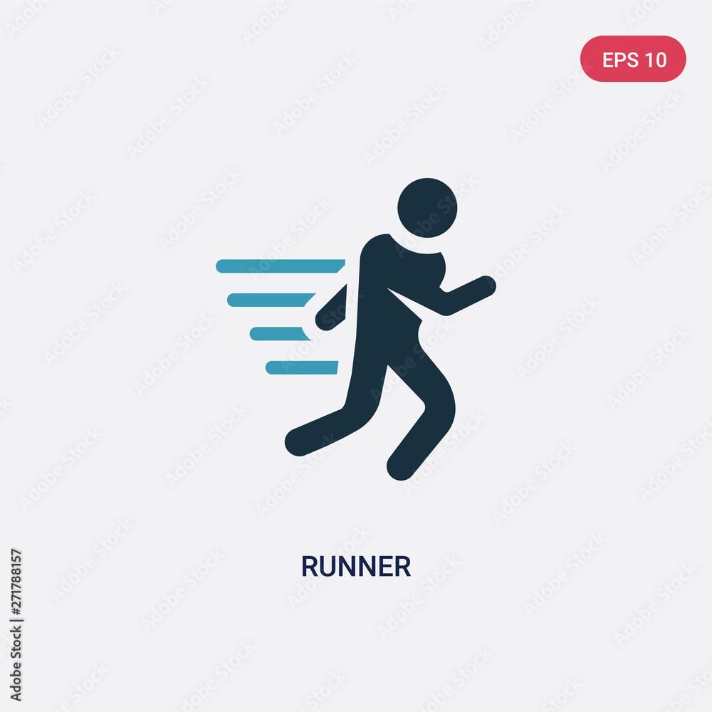two color runner vector icon from people skills concept. isolated blue ...