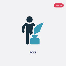 Two Color Poet Vector Icon From People Skills Concept. Isolated Blue Poet Vector Sign Symbol Can Be Use For Web, Mobile And Logo. Eps 10