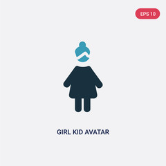 Wall Mural - two color girl kid avatar vector icon from people concept. isolated blue girl kid avatar vector sign symbol can be use for web, mobile and logo. eps 10