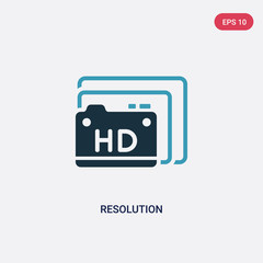 Poster - two color resolution vector icon from photography concept. isolated blue resolution vector sign symb