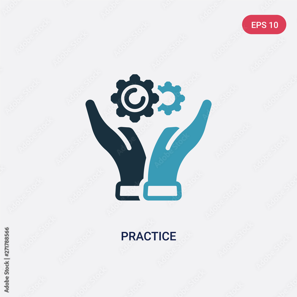 two color practice vector icon from productivity concept. isolated blue practice vector sign symbol can be use for web, mobile and logo. eps 10 - obrazy, fototapety, plakaty 