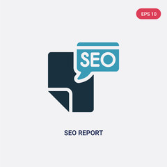 two color seo report vector icon from programming concept. isolated blue seo report vector sign symb