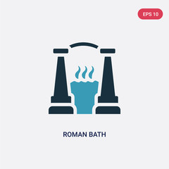 two color roman bath vector icon from sauna concept. isolated blue roman bath vector sign symbol can be use for web, mobile and logo. eps 10