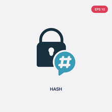 Two Color Hash Vector Icon From Security Concept. Isolated Blue Hash Vector Sign Symbol Can Be Use For Web, Mobile And Logo. Eps 10