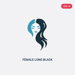 two color female long black hair vector icon from shapes concept. isolated blue female long black hair vector sign symbol can be use for web, mobile and logo. eps 10