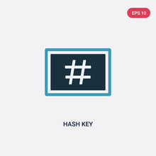 Two Color Hash Key Vector Icon From Shapes Concept. Isolated Blue Hash Key Vector Sign Symbol Can Be Use For Web, Mobile And Logo. Eps 10